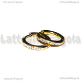 Creole in Acciaio Inox Dorato con strass 17x2.5mm