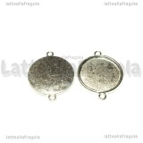 Connettore Base Cammeo in metallo silver plated per cammei 30mm 