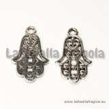 Charm mano di Fatima in metallo argento antico 22x13mm