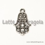 Charm mano di Fatima in metallo argento antico 22x13mm