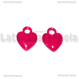Charm Cuore in metallo smaltato Ciliegia 14.5x11x4mm