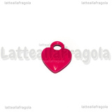 Charm Cuore in metallo smaltato Ciliegia 14.5x11x4mm