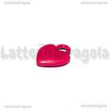Charm Cuore in metallo smaltato Ciliegia 14.5x11x4mm