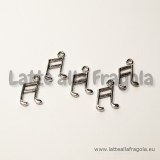 Charm nota musicale double-face in metallo argento antico 14x18mm