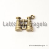 Charm 3D binocolo in metallo color bronzo 16x15mm