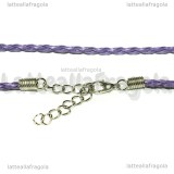 Bracciale in cordino similpelle intrecciato viola 3mm