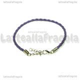 Bracciale in cordino similpelle intrecciato viola 3mm