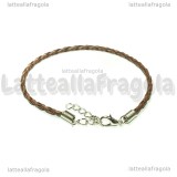 Bracciale in cordino similpelle intrecciato cioccolato 3mm