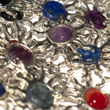 3 Ciondoli Sole con Cabochon in Pietra Naturale 25x26mm