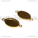 Connettore Ovale in Acciaio Inox Dorato per cammei 14x10mm