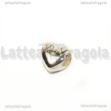 Cuore mamma foro largo in metallo silver plated 11x11mm