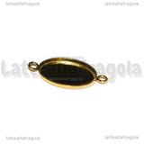 Connettore Ovale in Acciaio Inox Dorato per cammei 14x10mm