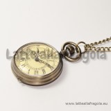 Orologio vintage color bronzo 34mm con collana 82cm