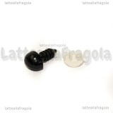 3 Nasi per orsacchiotti a vite in plastica nera 14x8mm con chiusura