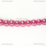 25 Perle in vetro cerato rosa acceso 6mm