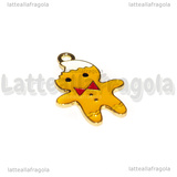 Ciondolo Gingerbread in metallo dorato smaltato 25x16mm