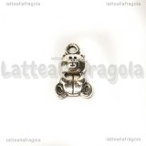 Charm double-face Orsetto in metallo argento antico 16x10mm