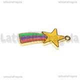Ciondolo Stella Cometa in metallo dorato smaltato 26.5x13mm