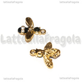 Ciondolo Ape in metallo dorato smaltato con strass 17x15mm