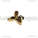 Ciondolo Ape in metallo dorato smaltato con strass 17x15mm