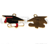 Ciondolo Cappello di Laurea Tocco in metallo dorato smaltato 23x29mm
