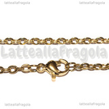 Collana in Acciaio Inox Dorato maglia ovale 3x2.5mm 75cm