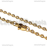 Collana in Acciaio Inox Dorato maglia ovale 3x2.5mm 75cm