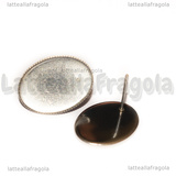 Coppia orecchini a perno in Acciaio inox con asola e base ovale 18x13mm