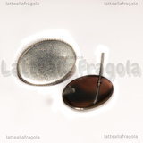 Coppia orecchini a perno in Acciaio inox con asola e base ovale 18x13mm