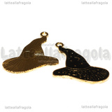 Ciondolo Cappello Mago Apprendista in metallo dorato smaltato 23x24mm