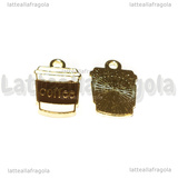 Ciondolo Bicchiere Caffè in metallo Dorato smaltato 18x11mm