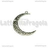 Ciondolo Luna Filigranata in metallo argento antico 37x28mm