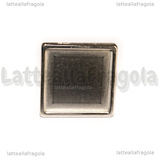 Base anello in Acciaio inox dorato regolabile con base quadrata 20mm