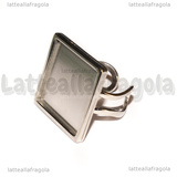 Base anello in Acciaio inox regolabile con base quadrata 20mm