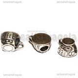 Tazzina di Caffé foro largo in metallo argento antico 14x11mm