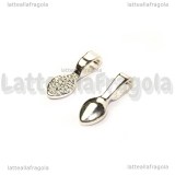 Portapendente da incollare in metallo silver plated 16x5.5mm