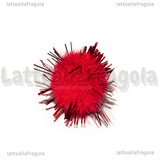 25 Pom pon in Polipropilene Rosso con lustrini 15mm