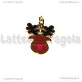 Ciondolo Rudolf in Acciaio Inox dorato smaltato 12x10mm