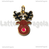 Ciondolo Rudolf in Acciaio Inox dorato smaltato 12x10mm