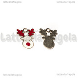 Charm Rudolf in metallo argentato smaltato 17x13mm