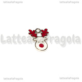 Charm Rudolf in metallo argentato smaltato 17x13mm