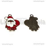 Charm Babbo Natale in metallo argentato smaltato 22x16mm