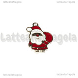 Charm Babbo Natale in metallo argentato smaltato 22x16mm