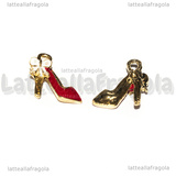 Charm Scarpe Rosse con Fiocco in metallo dorato smaltato 12.5x14mm