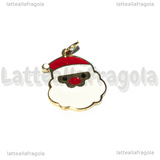 Ciondolo Babbo Natale in Acciaio Inox dorato smaltato 13.5x11.5mm