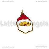 Ciondolo Babbo Natale in Acciaio Inox dorato smaltato 22x14mm