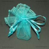 10 Tulle Portaconfetti in Organza Azzurro con tirante 