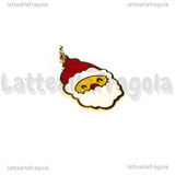 Ciondolo Babbo Natale in Acciaio Inox dorato smaltato 22x14mm