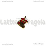 Ciondolo Calza della Befana in Acciaio Inox dorato smaltato 14x10.5mm
