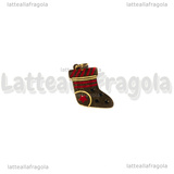 Ciondolo Calza della Befana in Acciaio Inox dorato smaltato 14x10.5mm